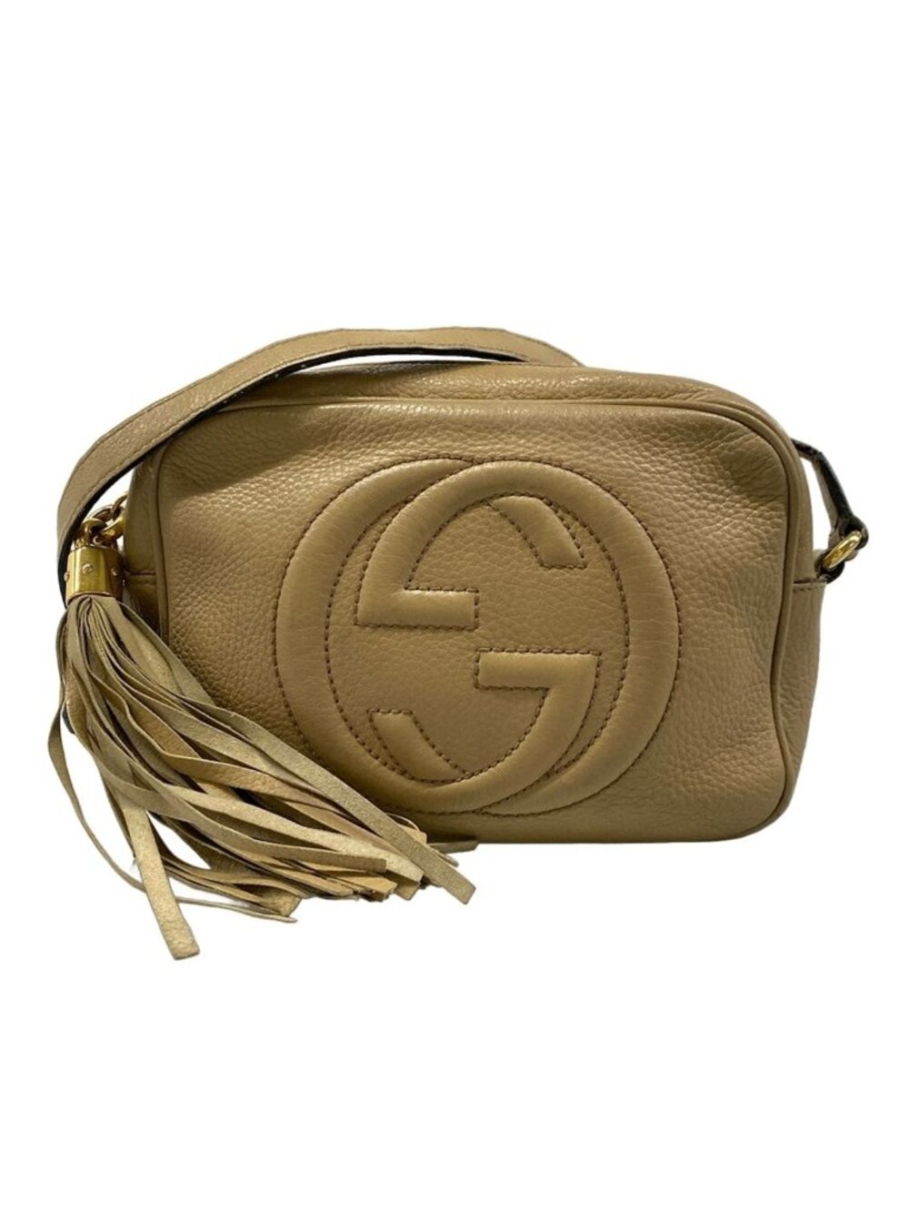 Gucci Shoulder Bag Soho Beige Tassel Leather